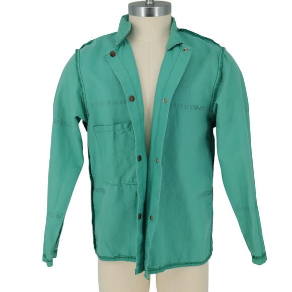 Proban FR-7A Shirt Jacket Mens Large Flame Resistant Green Snaps Long Sleeve - Picture 2 of 14